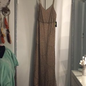 Long tan sequence dress